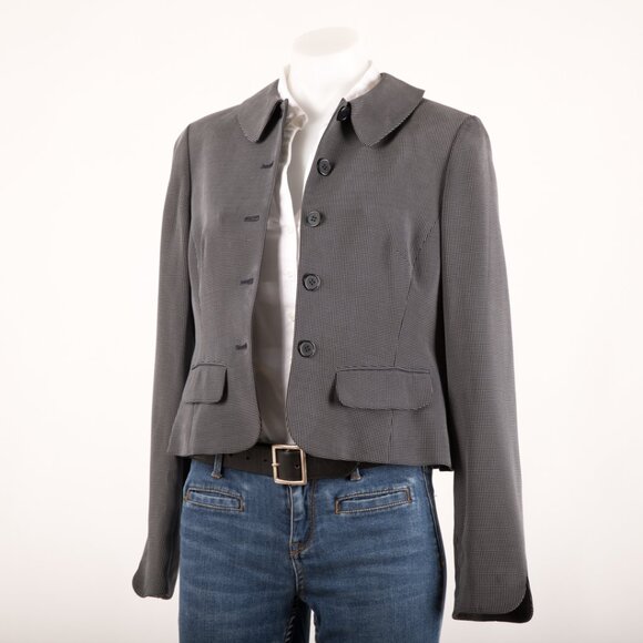 Anne Klein II Gray Micro Dot Silk Blazer Size 2 - Picture 3 of 6